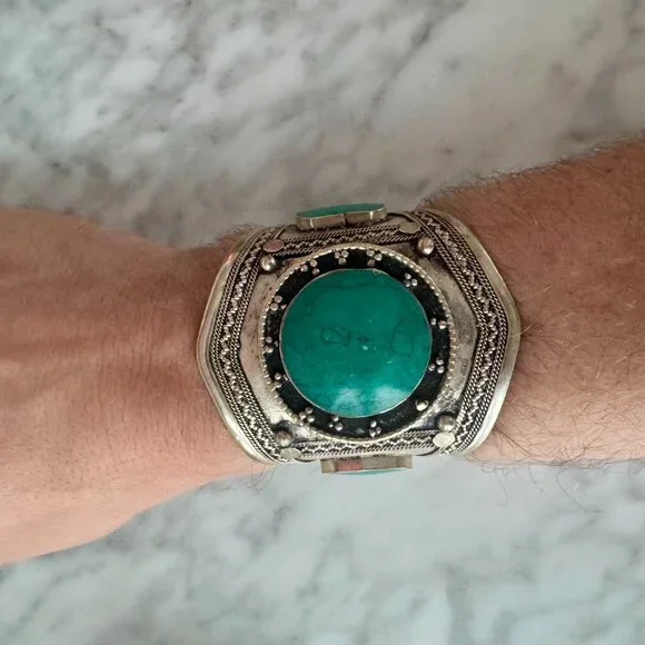 Silver Cuff Bracelets with Turquoise - Picture 6 of 6